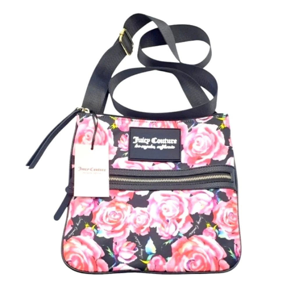 PRICE ⬇️ Juicy Couture Black and Pink Floral Crossbody Bag - Picture 7 of 7